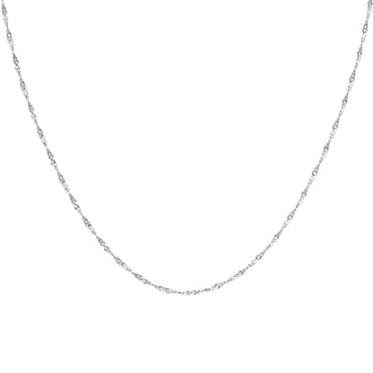 Twisted Silver Chain Rhodium-Plated Necklace