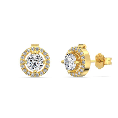 3-in-1 Round Crystal Rhodium-Plated Stud Earrings
