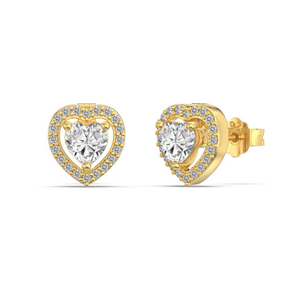 3-in-1 Heart Crystal Rhodium-Plated Stud Earrings