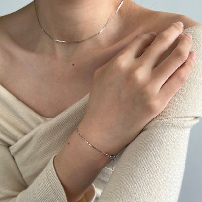 Twisted Silver Chain Rhodium-Plated Necklace