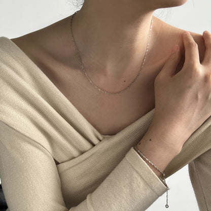 Twisted Silver Chain Rhodium-Plated Necklace