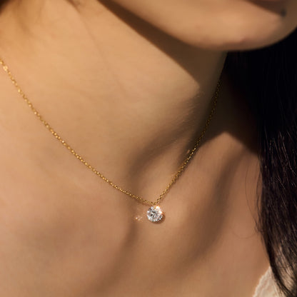 Round Dangling Rhodium-Plated Necklace