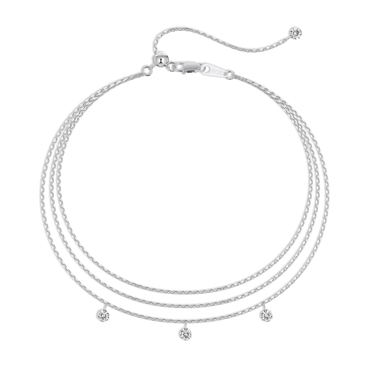 Round Dangling Rhodium-Plated Bracelet