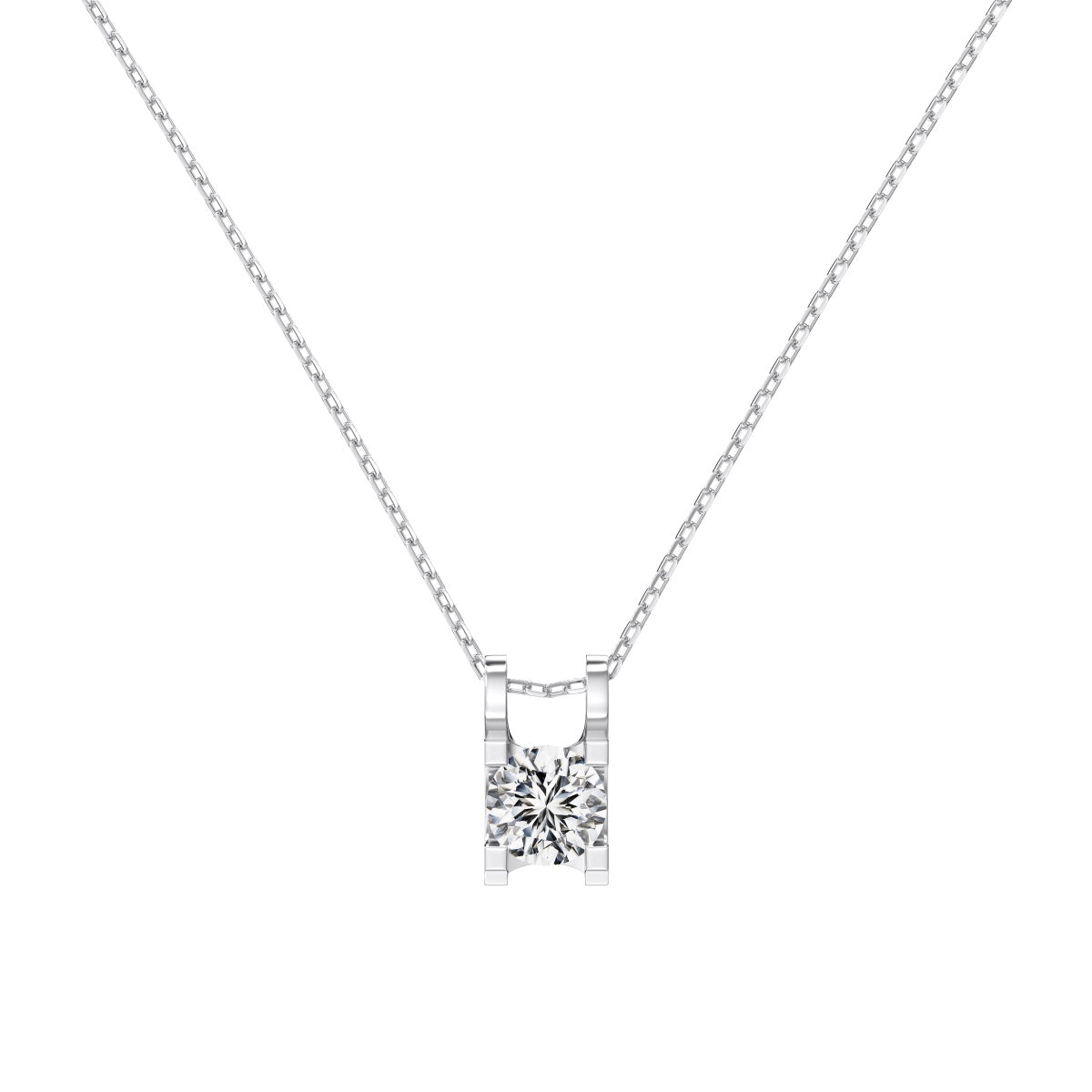Sparkle Round Crystal Rhodium-Plated Necklace