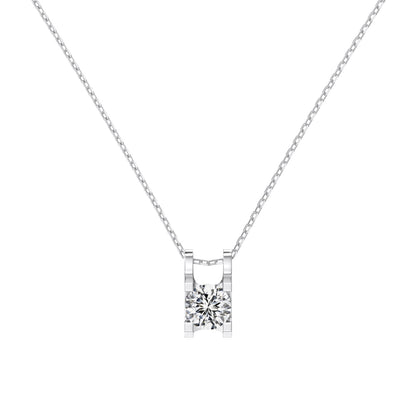 Sparkle Round Crystal Rhodium-Plated Necklace