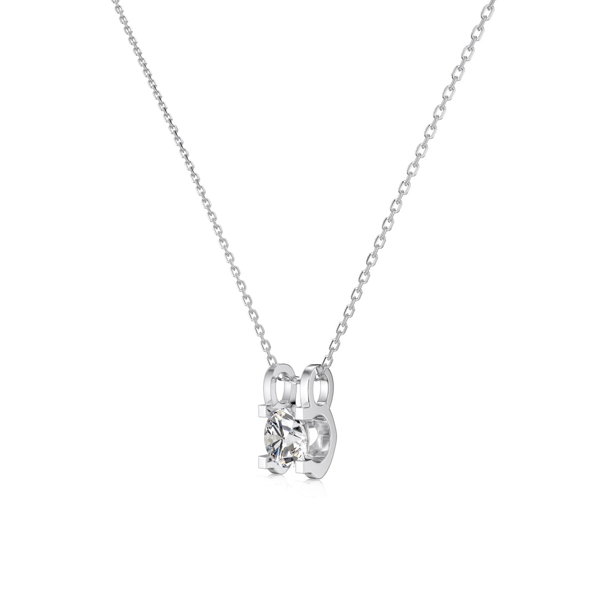 Sparkle Round Crystal Rhodium-Plated Necklace