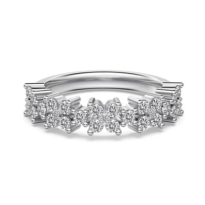 Half Flower Eternity Rhodium-Plated Ring