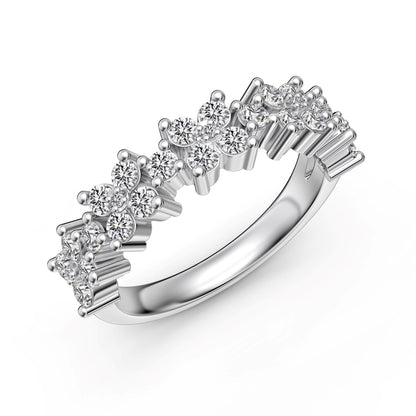 Half Flower Eternity Rhodium-Plated Ring