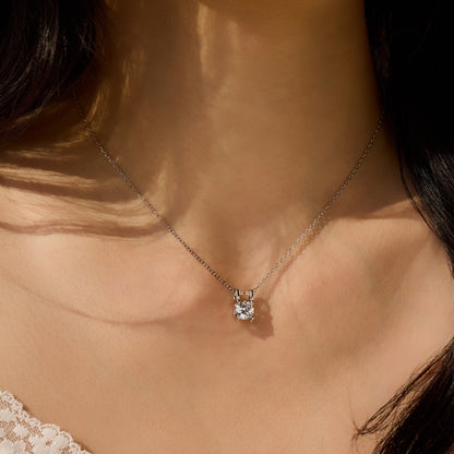 Sparkle Round Crystal Rhodium-Plated Necklace