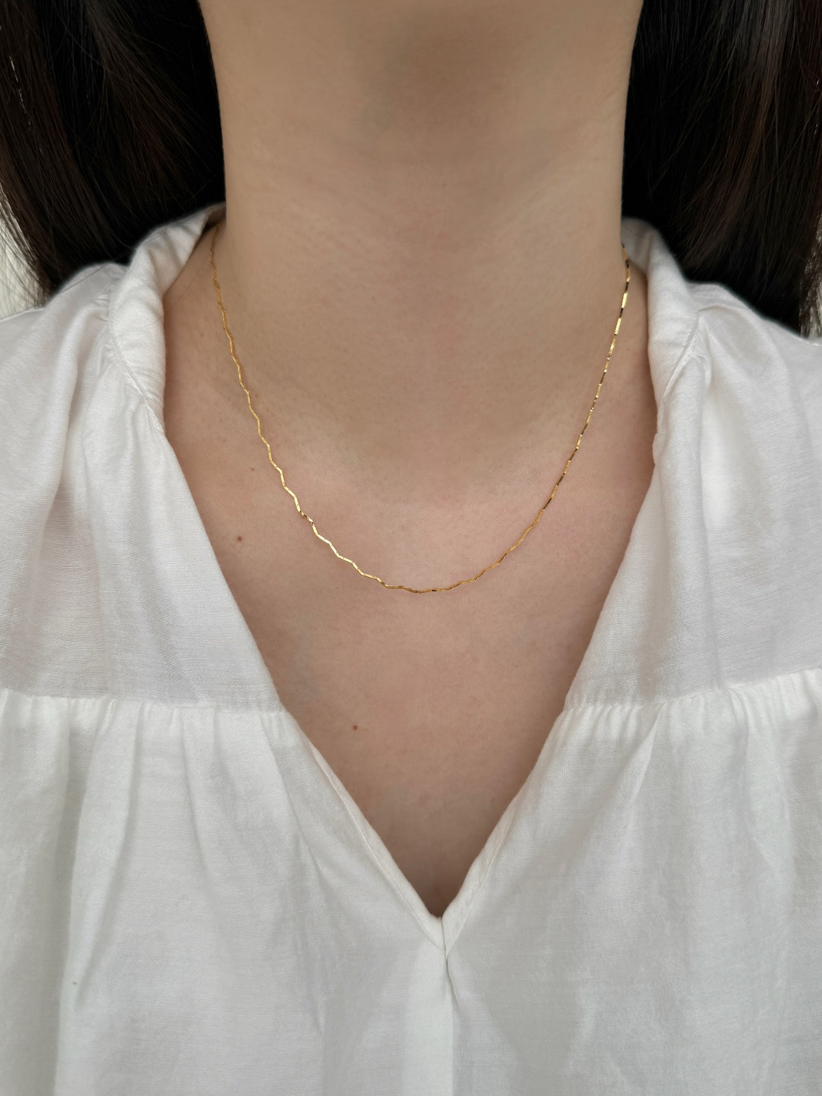 Wave Chain Rhodium-Plated Necklace