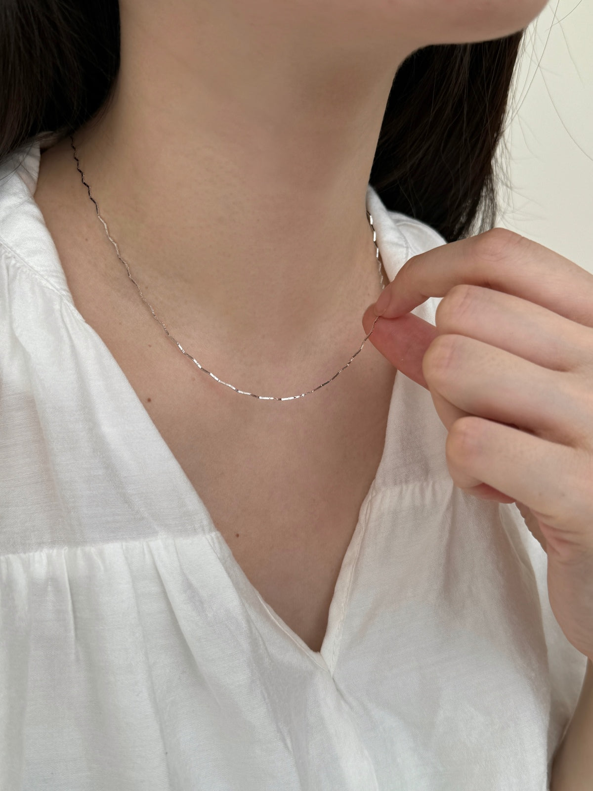 Wave Chain Rhodium-Plated Necklace