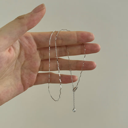 Wave Chain Rhodium-Plated Necklace