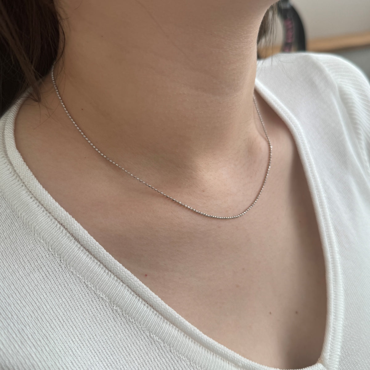 Minimalist Disco Chain Rhodium-Plated Necklace