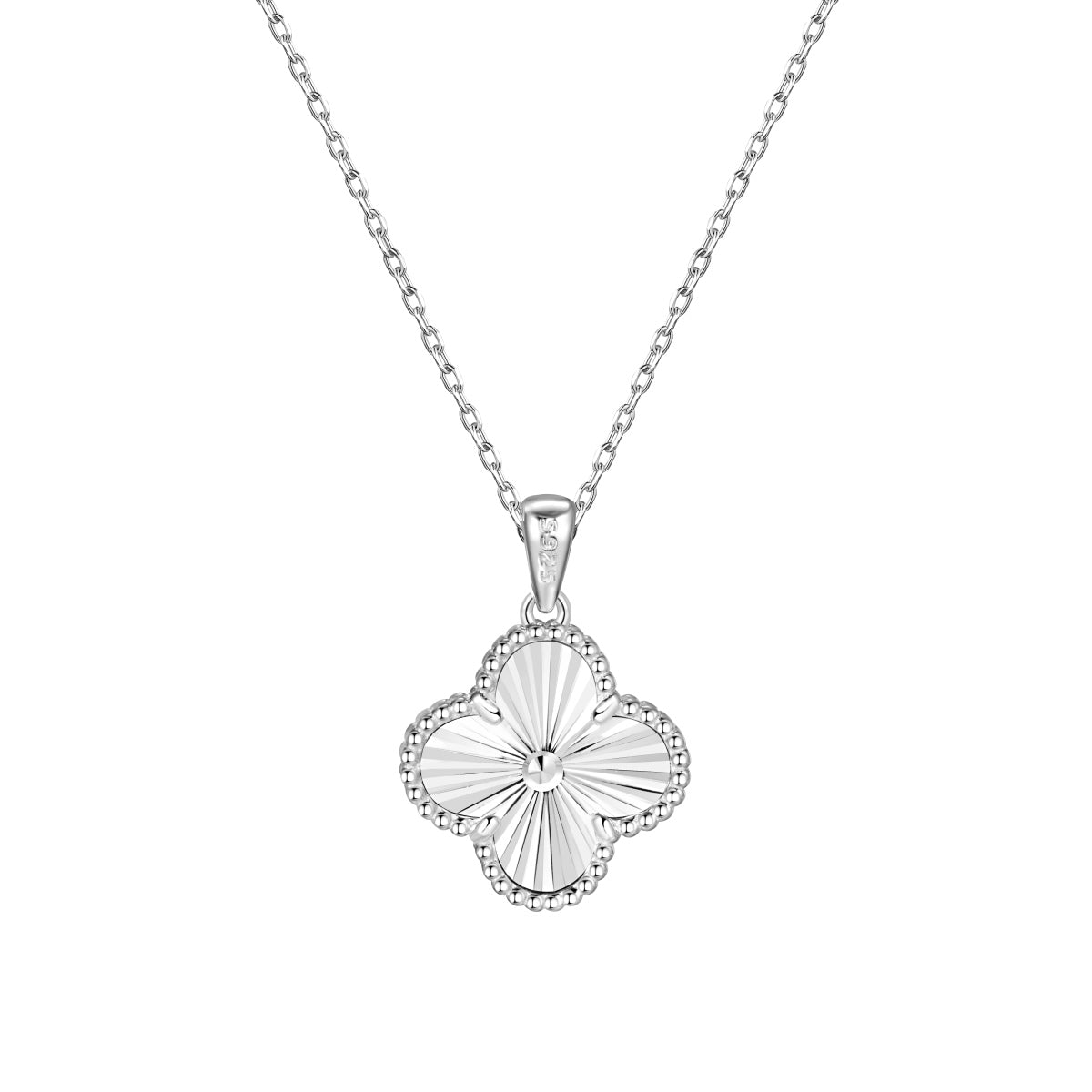 Reversible Clover Rhodium-Plated Necklace