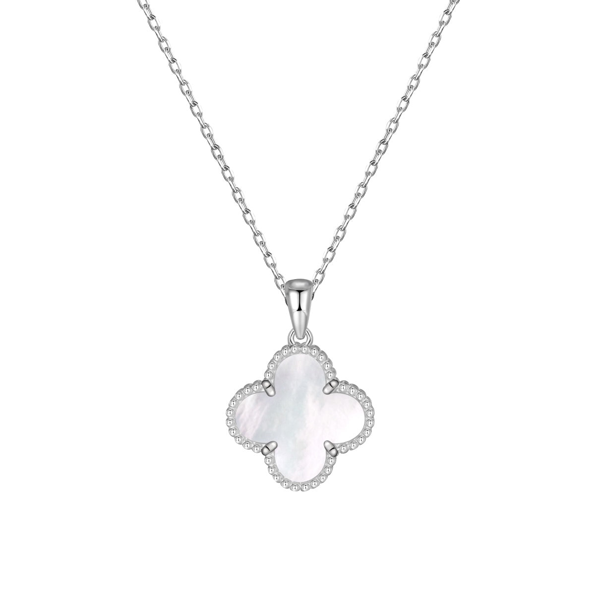 Reversible Clover Rhodium-Plated Necklace