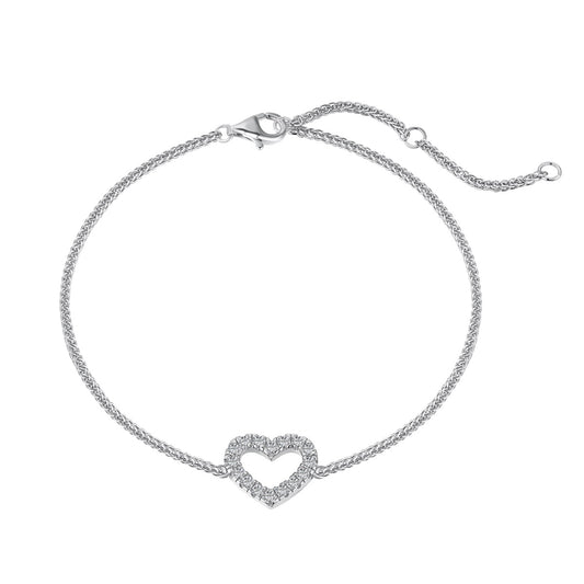 Open Heart Rhodium-Plated Bracelet