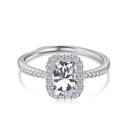 Radiant Halo Adjustable Rhodium-Plated Ring