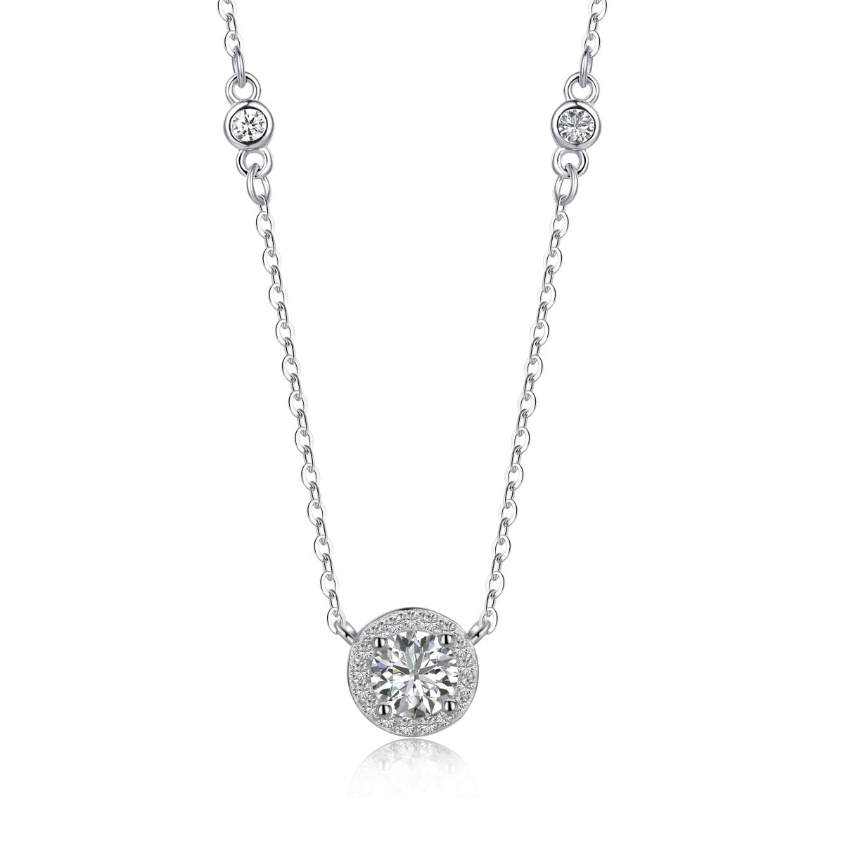 Crystal Round Donut Rhodium-Plated Necklace