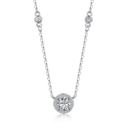 Crystal Round Donut Rhodium-Plated Necklace