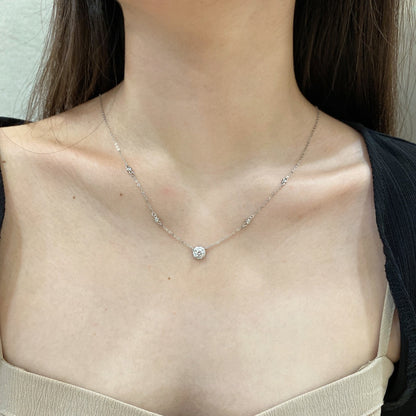 Crystal Round Donut Rhodium-Plated Necklace