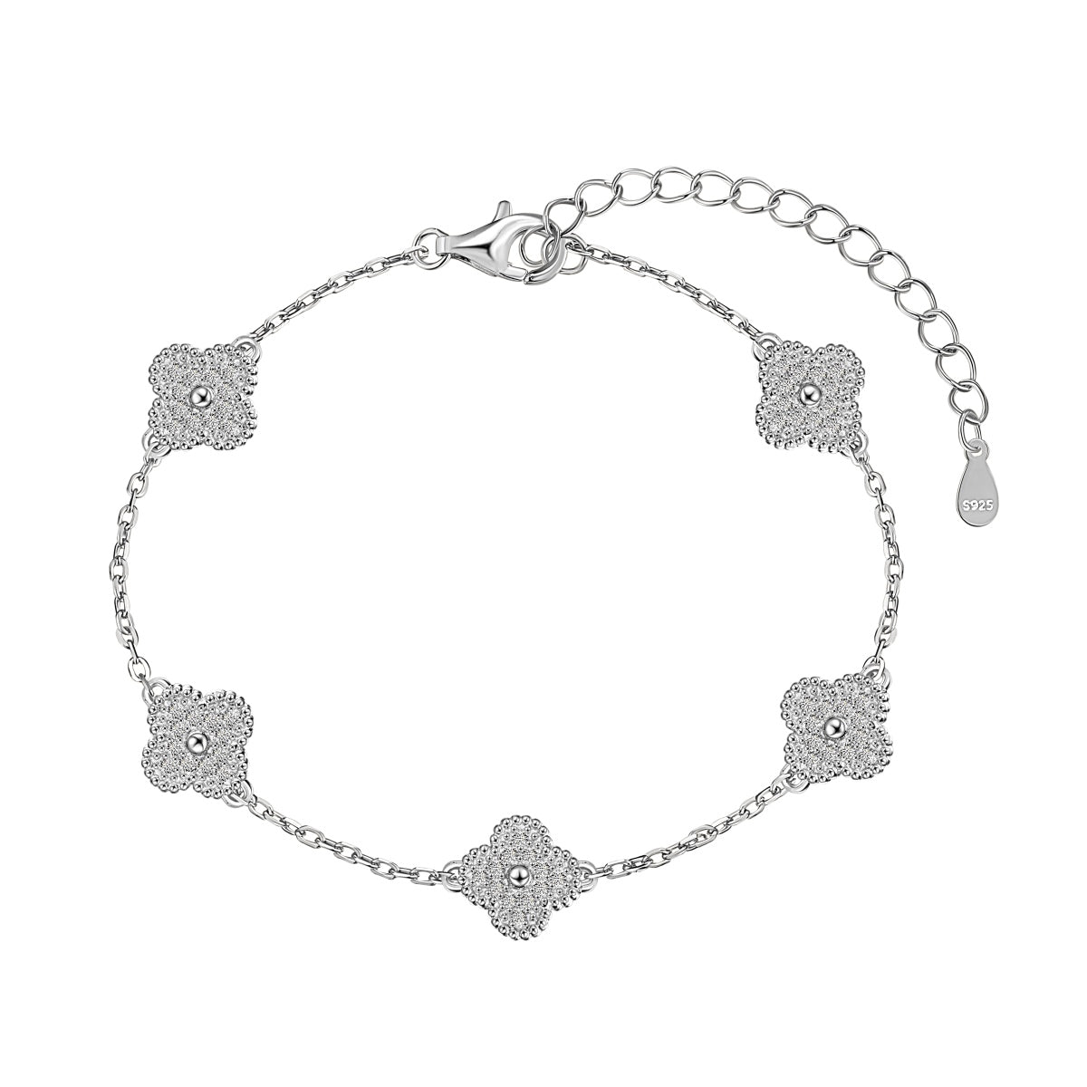 5-Clover Crystal Rhodium-Plated Bracelet