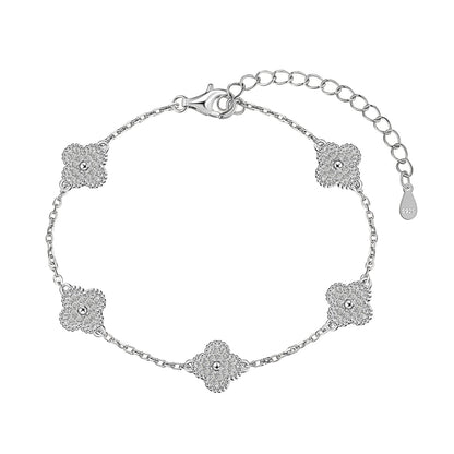 5-Clover Crystal Rhodium-Plated Bracelet