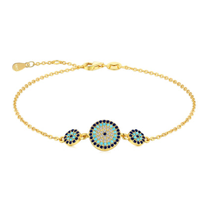 Three-Evil Eye Crystal Rhodium-Plated Bracelet