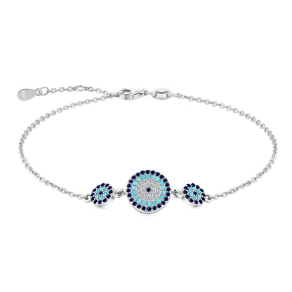 Three-Evil Eye Crystal Rhodium-Plated Bracelet
