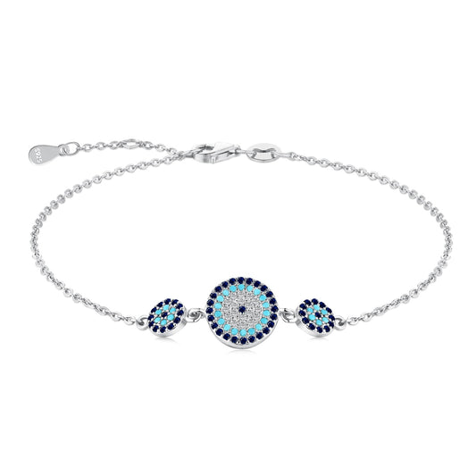 Three-Evil Eye Crystal Rhodium-Plated Bracelet