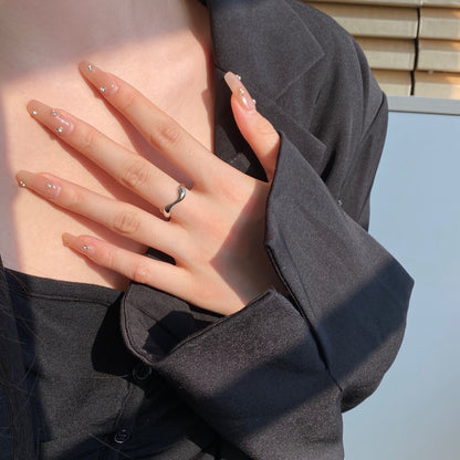 Wave Adjustable Rhodium-Plated Ring