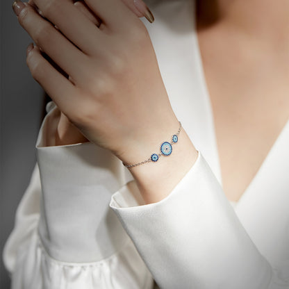 Three-Evil Eye Crystal Rhodium-Plated Bracelet