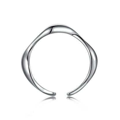 Wave Adjustable Rhodium-Plated Ring