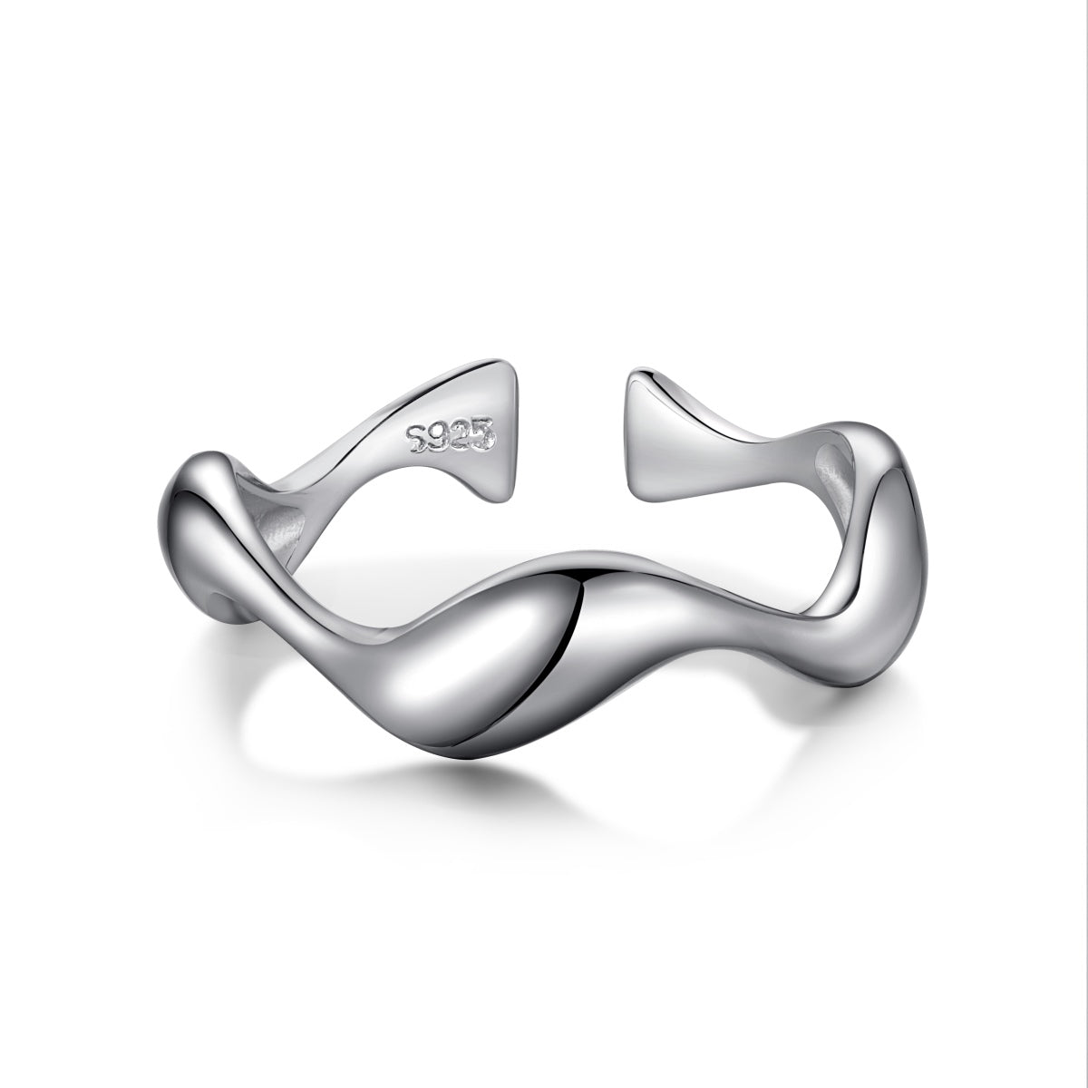 Wave Adjustable Rhodium-Plated Ring