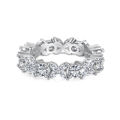 Flower Eternity Rhodium-Plated Ring