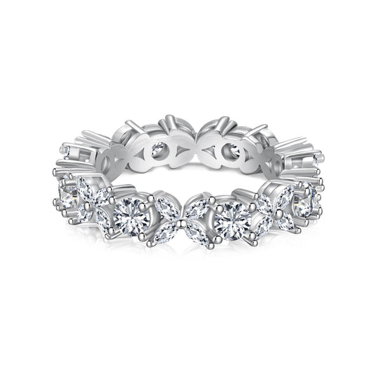 Flower Eternity Rhodium-Plated Ring
