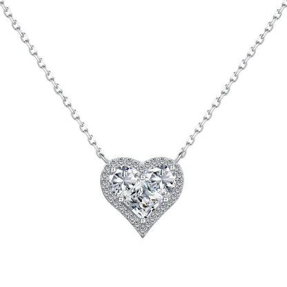 Crystal Heart Rhodium-Plated Silver Necklace