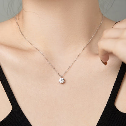 Solitaire Rhodium-Plated Necklace