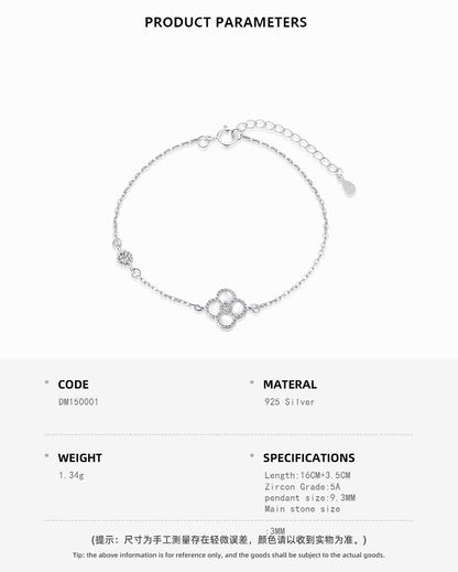 Mini Mother of Pearl Clover Rhodium-Plated Bracelet