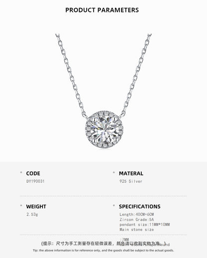 Minimalist Crystal Round Rhodium-Plated Necklace