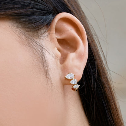 Crystal C Rhodium-Plated Hoop Stud Earrings