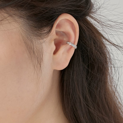 Donut Rhodium-Plated Ear Cuff Earrings