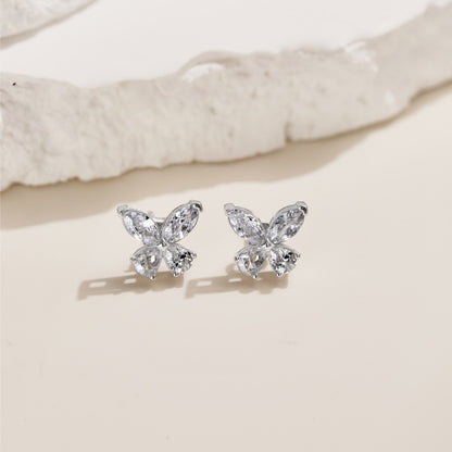Butterfly Crystal Rhodium-Plated Stud Earrings