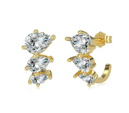 Crystal C Rhodium-Plated Hoop Stud Earrings
