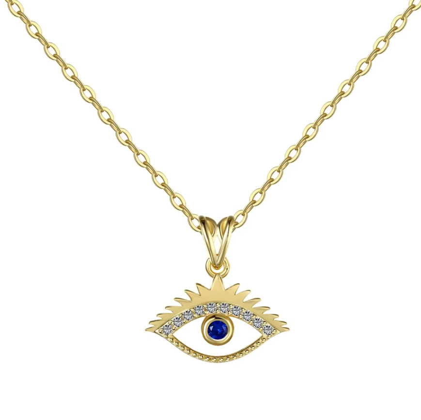 Cluster Evil Eye Gold Rhodium-Plated Necklace