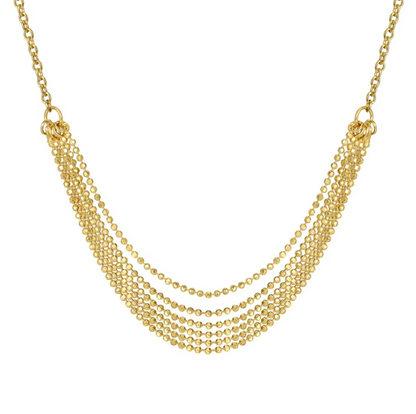 Multi Layer Rhodium-Plated Necklace