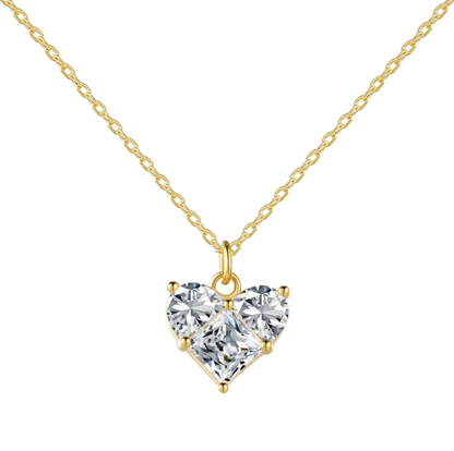 Heart Crystal Pendant Rhodium-Plated Necklace