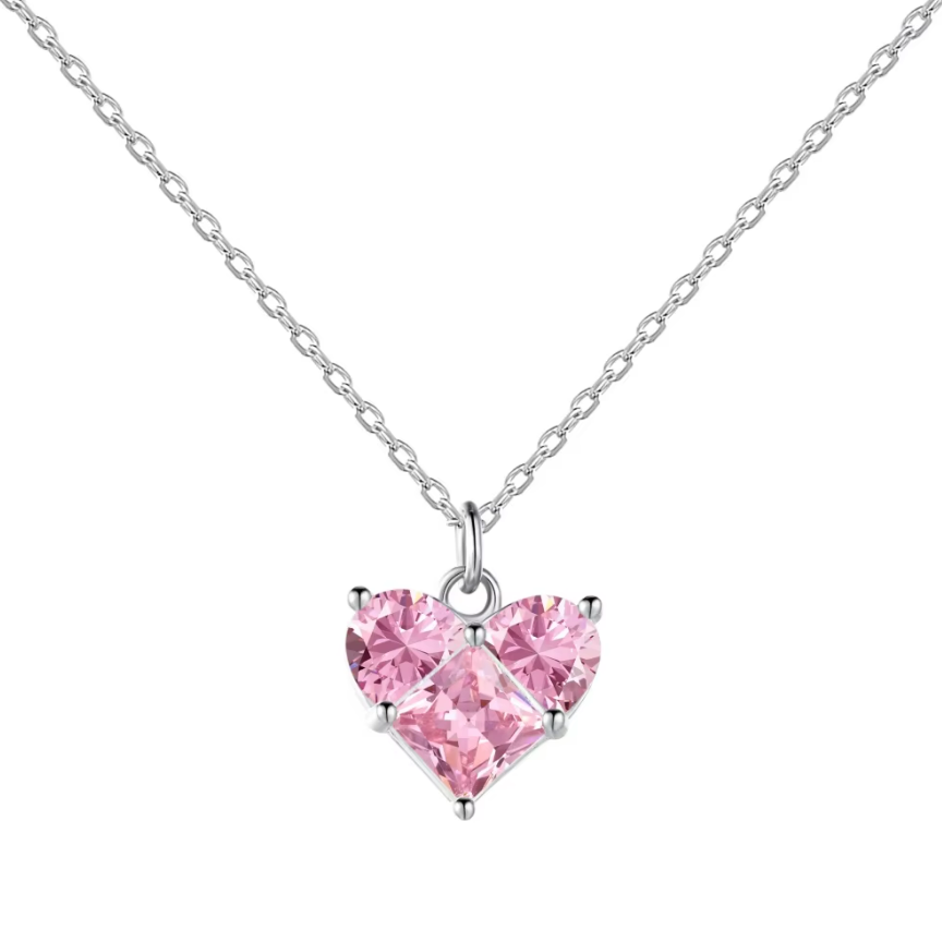 Heart Crystal Pendant Rhodium-Plated Necklace