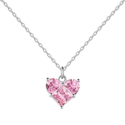 Heart Crystal Pendant Rhodium-Plated Necklace