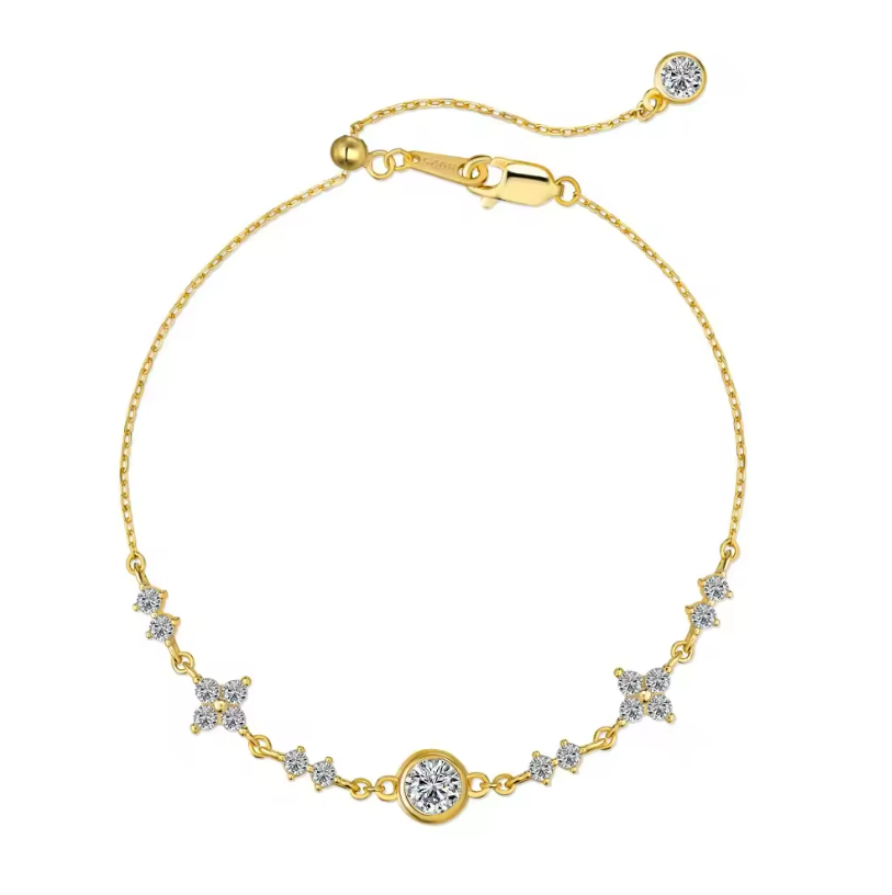 Donut Flower Rhodium-Plated Bracelet