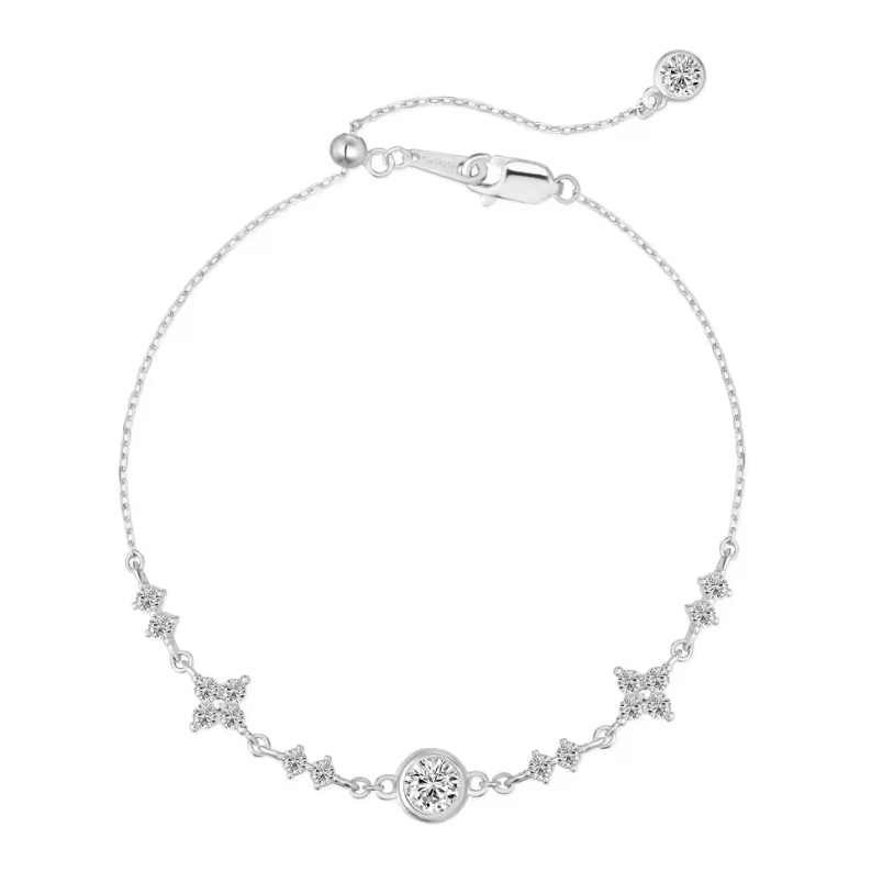 Donut Flower Rhodium-Plated Bracelet